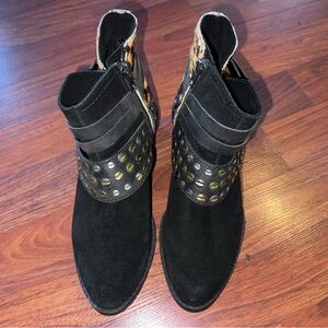 Naughty Monkey | Studded Leopard Print Ankle Booties | Side Zip | Women’s 6